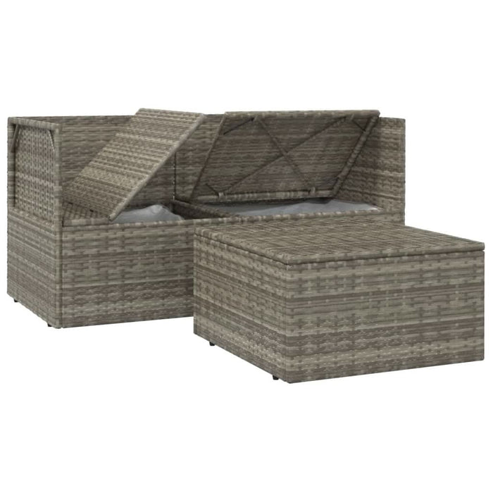 Set mobilier de grădină cu perne, 3 piese, gri, poliratan - WALTI WALTI