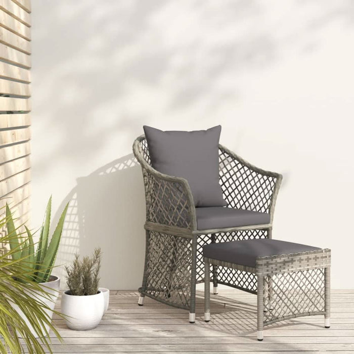 Set mobilier de gr?din? cu perne, 2 piese, gri, poliratan - WALTI WALTI