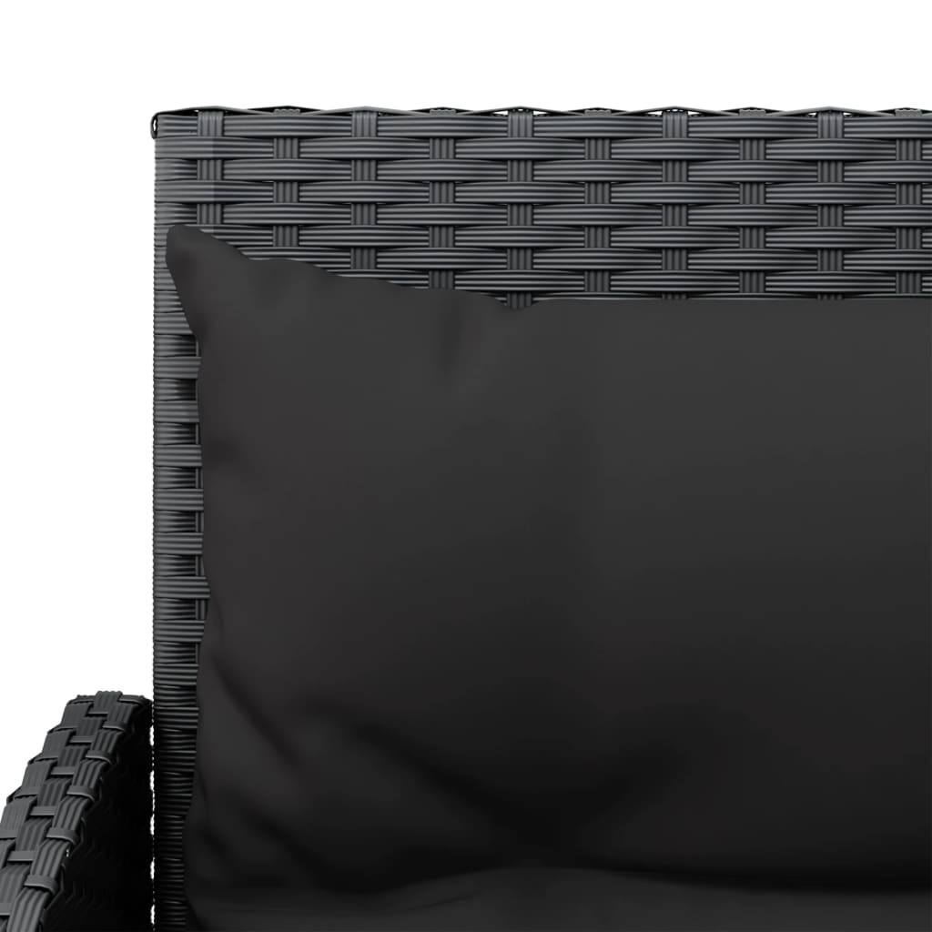 Set canapele grădină formă L cu perne, 2 piese negru poliratan