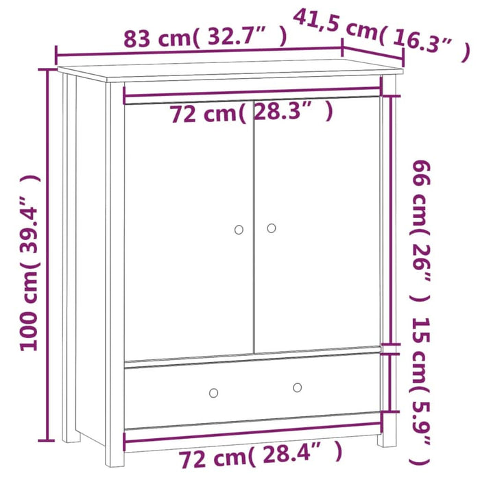 Servantă, maro miere, 83x41,5x100 cm, lemn masiv de pin - WALTI WALTI