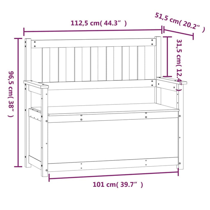 Bancă, negru, 112,5x51,5x96,5 cm, lemn masiv de pin - WALTI WALTI