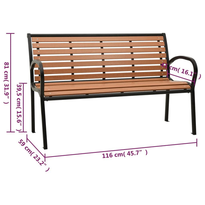 Bancă de grădină, negru și maro, 116 cm, oțel și WPC - WALTI WALTI