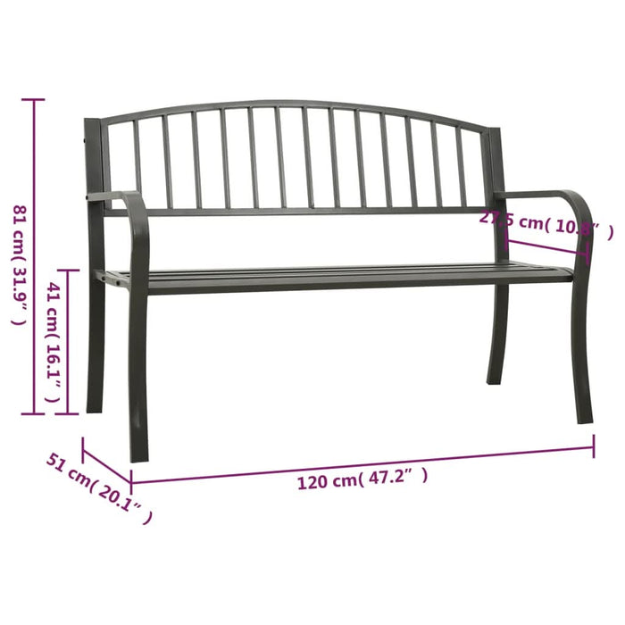 Bancă de grădină, gri, 120 cm, oțel - WALTI WALTI