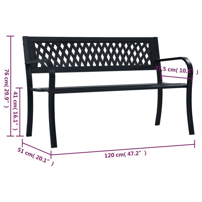 Bancă de grădină din oțel, negru, 120 cm - WALTI WALTI