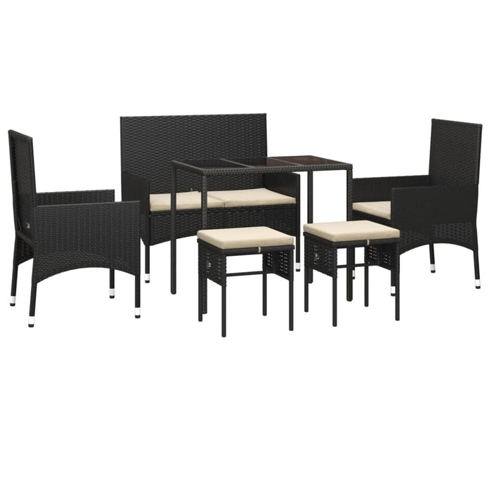 Set mobilier de grădină cu perne, 6 piese, negru, poliratan - WALTI WALTI