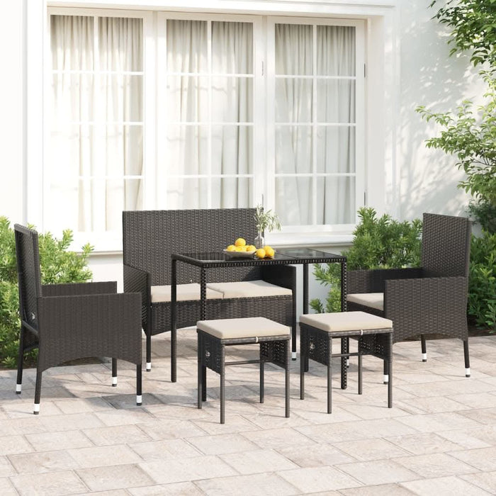 Set mobilier de grădină cu perne, 6 piese, negru, poliratan - WALTI WALTI