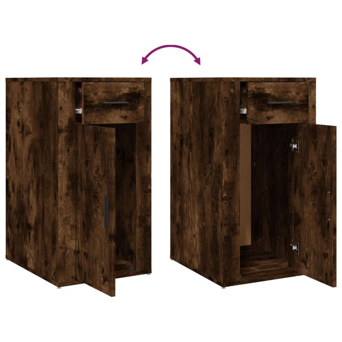 Dulap de birou, stejar fumuriu, 40x49x75 cm, lemn prelucrat - WALTI WALTI