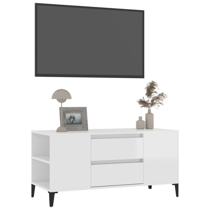 Comodă TV, alb extralucios, 102x44,5x50 cm, lemn prelucrat - WALTI WALTI