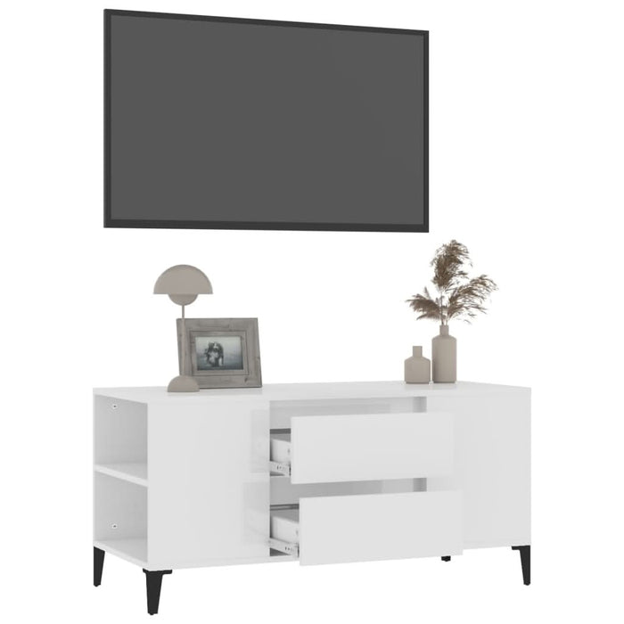 Comodă TV, alb extralucios, 102x44,5x50 cm, lemn prelucrat - WALTI WALTI