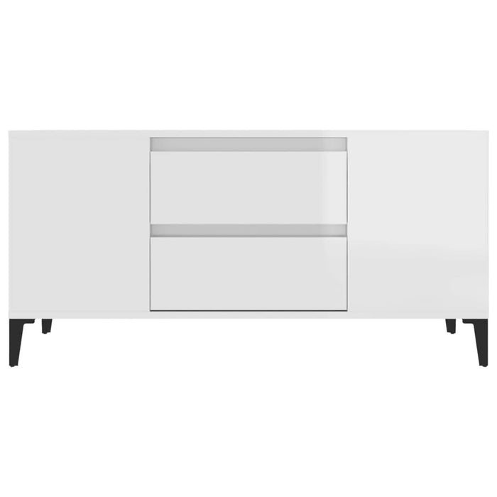 Comodă TV, alb extralucios, 102x44,5x50 cm, lemn prelucrat - WALTI WALTI