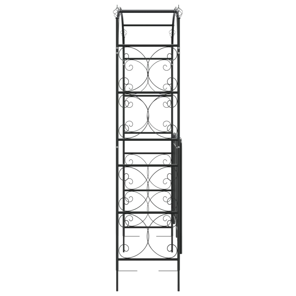 Arcadă de grădină cu poartă, negru, 108x45x235 cm oțel