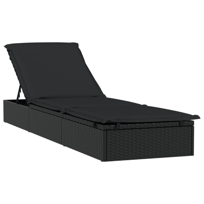 Șezlong cu acoperiș rotund, negru, 211x57x140 cm, poliratan - WALTI WALTI