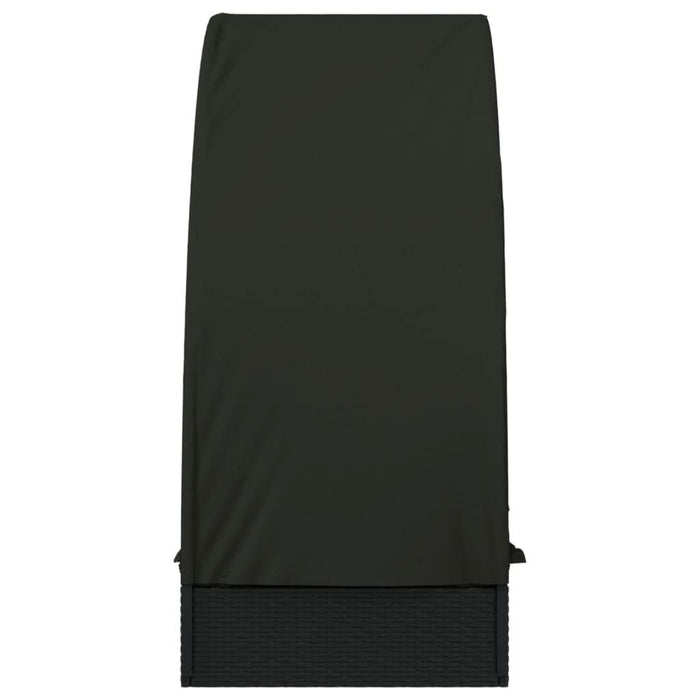 Șezlong cu acoperiș rotund, negru, 211x57x140 cm, poliratan - WALTI WALTI