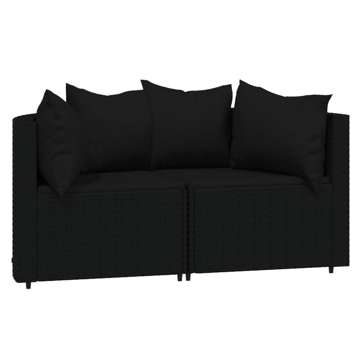 Set mobilier de grădină cu perne, 3 piese, negru, poliratan - WALTI WALTI