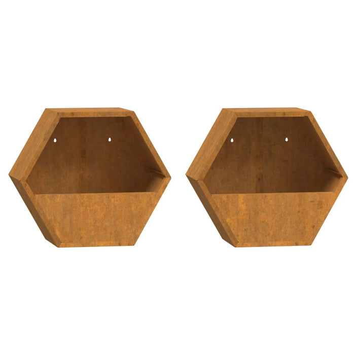 Jardiniere de perete, 2 buc., ruginiu, 30x10x25 cm, oțel corten - WALTI WALTI
