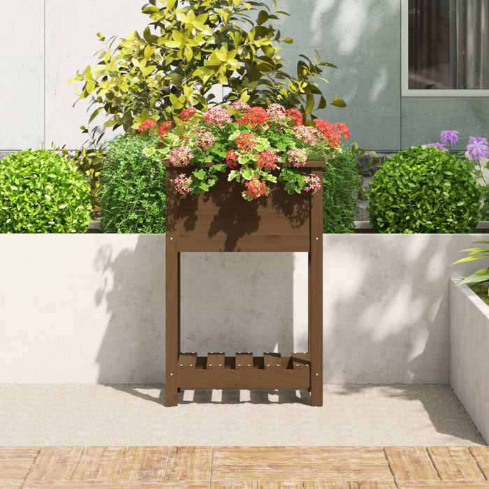 Jardinieră cu raft, maro miere, 54x34,5x81 cm, lemn masiv pin - WALTI WALTI