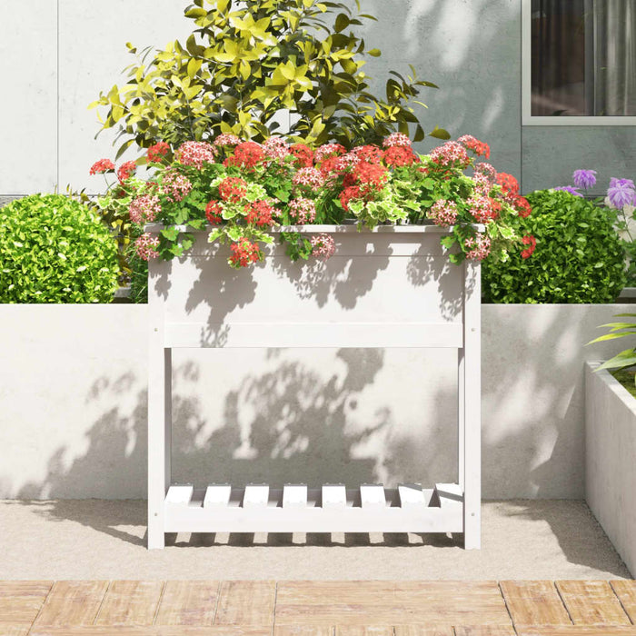 Jardinieră cu raft, alb, 82,5x34,5x81 cm, lemn masiv de pin - WALTI WALTI