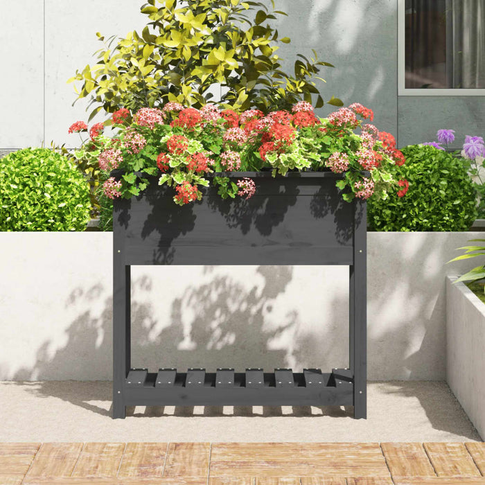Jardinieră cu raft, gri, 82,5x34,5x81 cm, lemn masiv de pin - WALTI WALTI