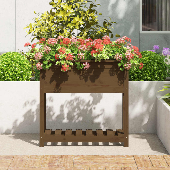 Jardinieră cu raft, maro miere, 82,5x34,5x81 cm, lemn masiv pin - WALTI WALTI