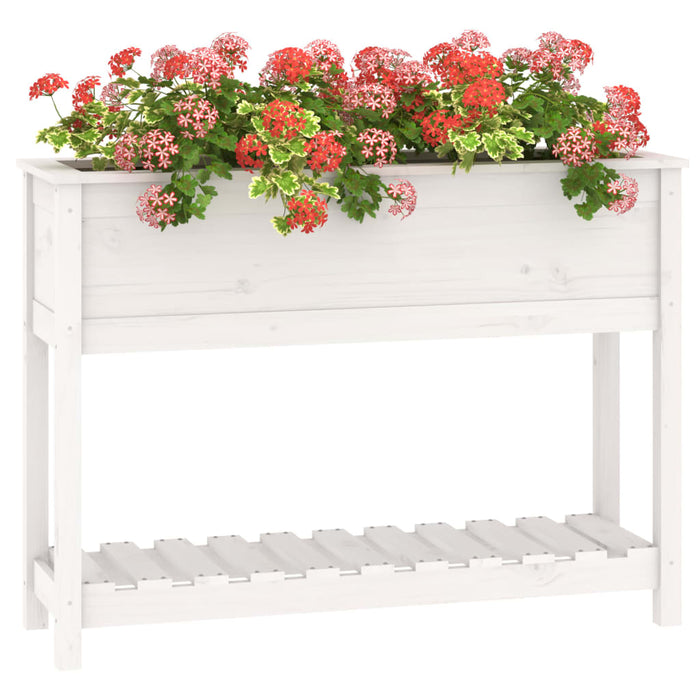 Jardinieră cu raft, alb, 111,5x34,5x81 cm, lemn masiv de pin - WALTI WALTI