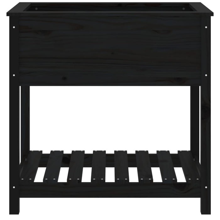 Jardinieră cu raft, negru, 82,5x54x81 cm, lemn masiv de pin - WALTI WALTI