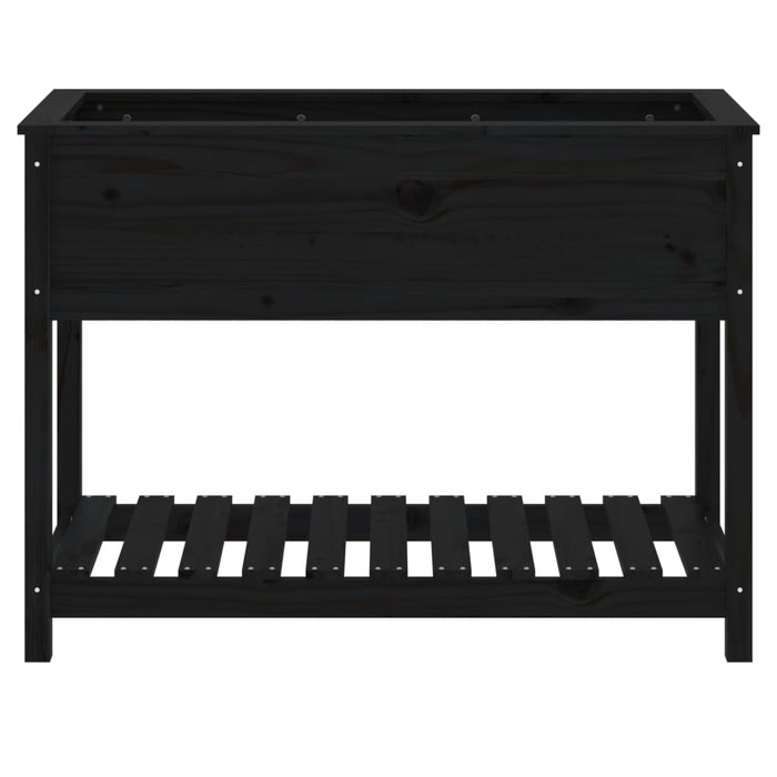 Jardinieră cu raft, negru, 111,5x54x81 cm, lemn masiv de pin - WALTI WALTI