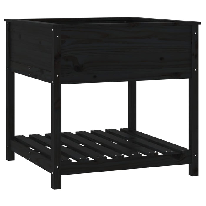Jardinieră cu raft, negru, 82,5x82,5x81 cm, lemn masiv de pin - WALTI WALTI