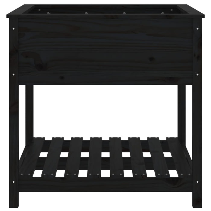 Jardinieră cu raft, negru, 82,5x82,5x81 cm, lemn masiv de pin - WALTI WALTI