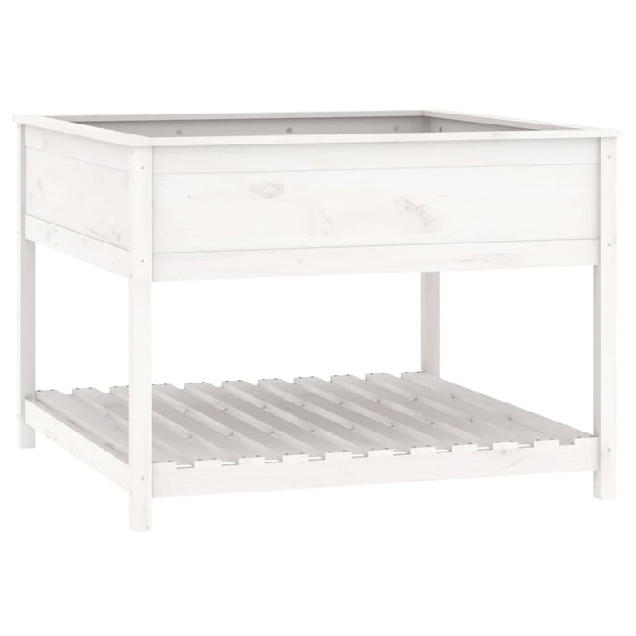 Jardinieră cu raft, alb, 111,5x111,5x81 cm, lemn masiv de pin - WALTI WALTI