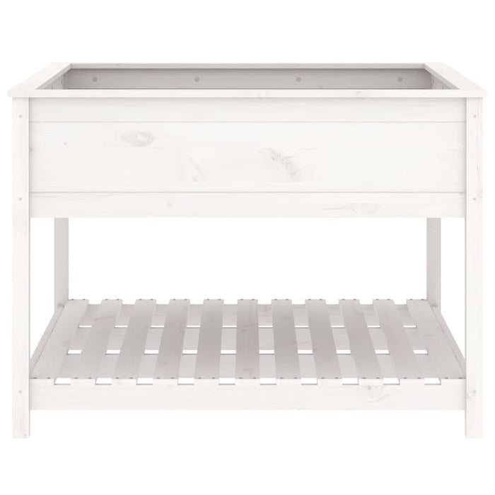 Jardinieră cu raft, alb, 111,5x111,5x81 cm, lemn masiv de pin - WALTI WALTI