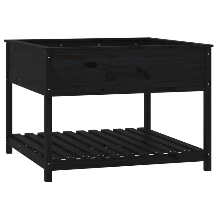Jardinieră cu raft, negru, 111,5x111,5x81 cm, lemn masiv de pin - WALTI WALTI