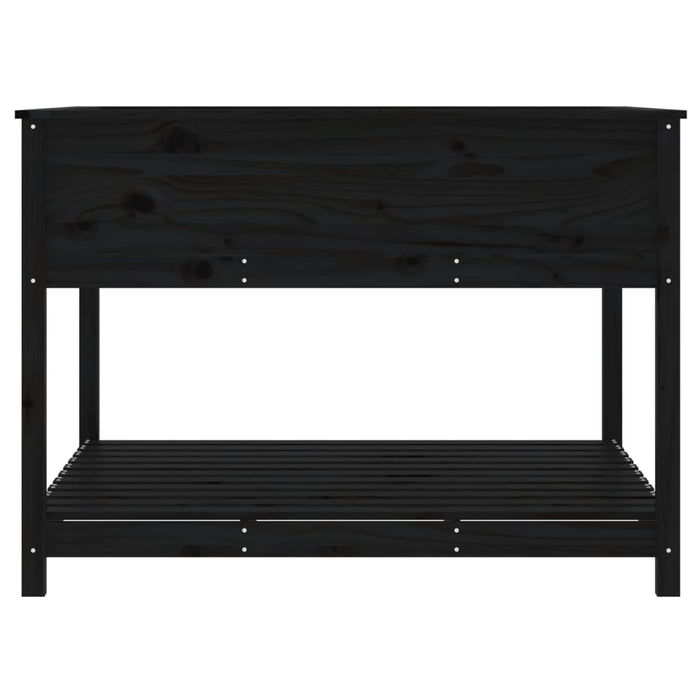 Jardinieră cu raft, negru, 111,5x111,5x81 cm, lemn masiv de pin - WALTI WALTI