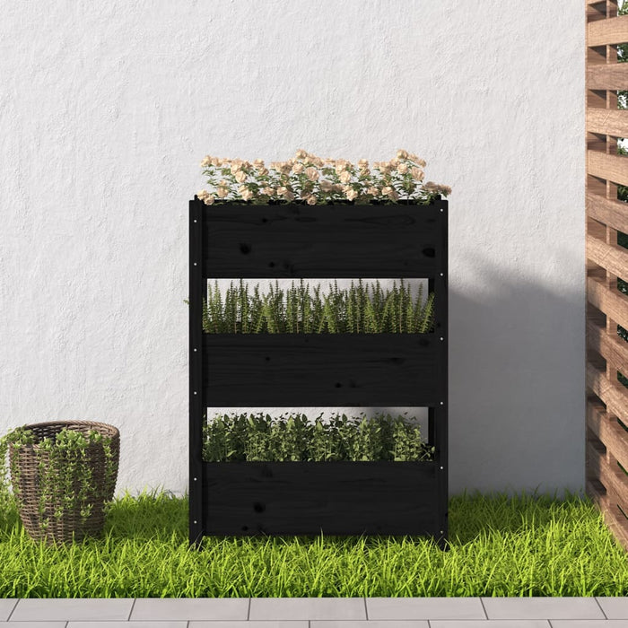 Jardinieră, negru, 77 x 25 x 104,5 cm, lemn masiv de pin - WALTI WALTI