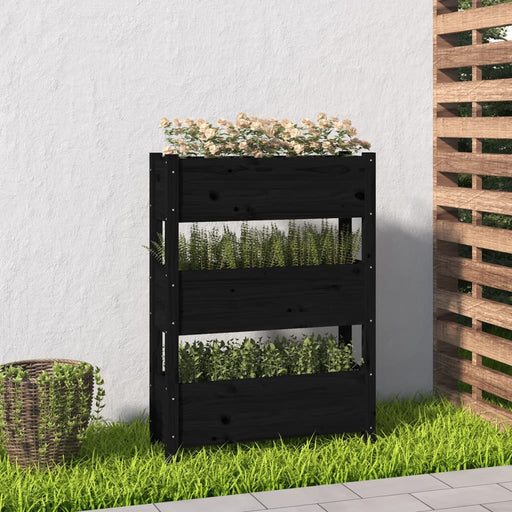 Jardinieră, negru, 77 x 25 x 104,5 cm, lemn masiv de pin - WALTI WALTI