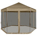 Foișor pop-up hexagonal pereți laterali 3,6x3,1 m taupe 220g/m² - WALTI WALTI
