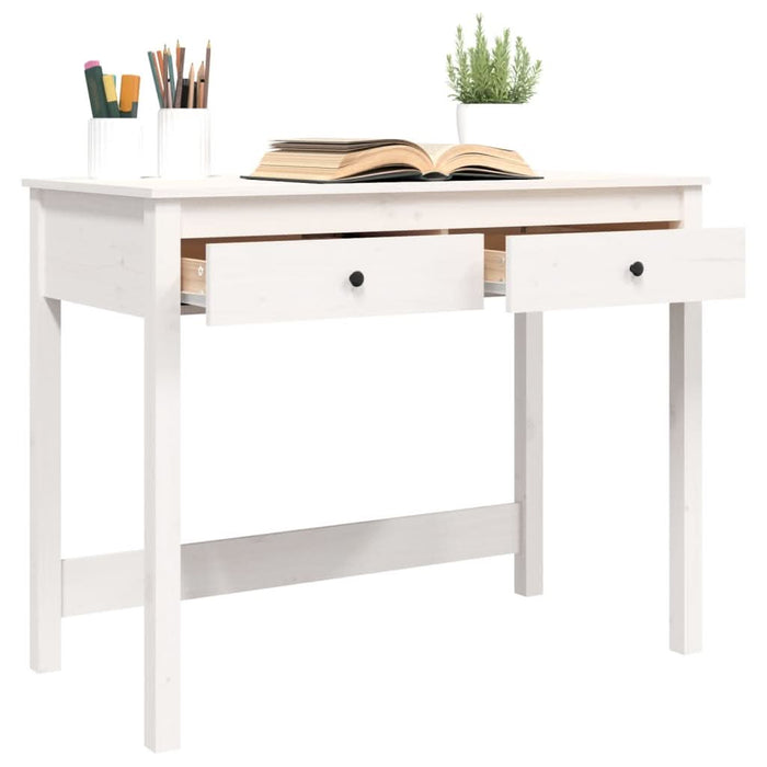 Birou cu sertare, alb, 100x50x78 cm, lemn masiv de pin - WALTI WALTI