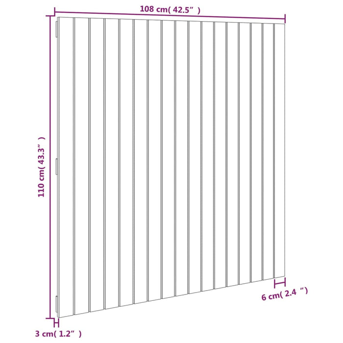 Tăblie de pat pentru perete, negru, 108x3x110 cm lemn masiv pin - WALTI WALTI