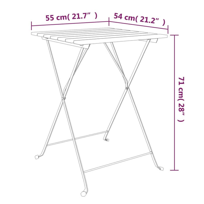 Set de bistro pliabil, 3 piese, lemn masiv de acacia și oțel - WALTI WALTI