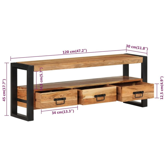 Comodă TV, 120x30x45 cm, lemn masiv de acacia - WALTI WALTI