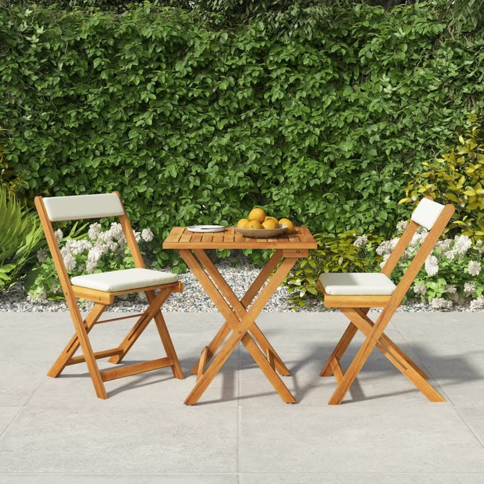 Set bistro pliabil cu perne, 3 piese, lemn masiv de acacia - WALTI WALTI