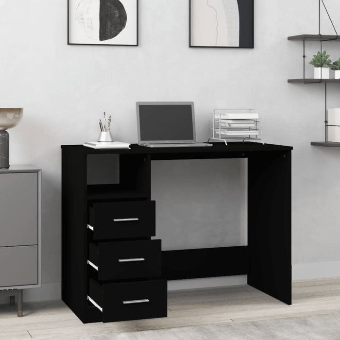 Birou cu sertare, negru, 102x50x76 cm, lemn prelucrat - WALTI WALTI