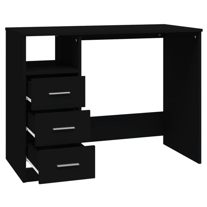 Birou cu sertare, negru, 102x50x76 cm, lemn prelucrat - WALTI WALTI