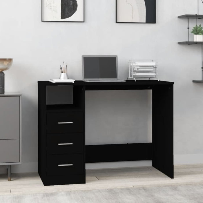 Birou cu sertare, negru, 102x50x76 cm, lemn prelucrat - WALTI WALTI