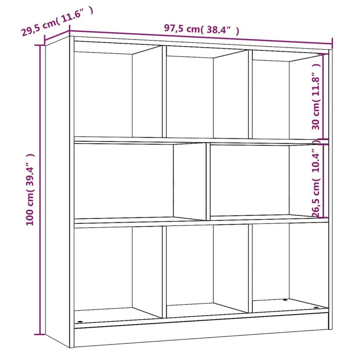 Bibliotecă, stejar maro, 97,5x29,5x100 cm, lemn prelucrat - WALTI WALTI