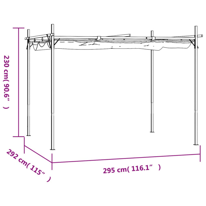 Pergola cu acoperiș retractabil, antracit, 295x292x230 cm - WALTI WALTI