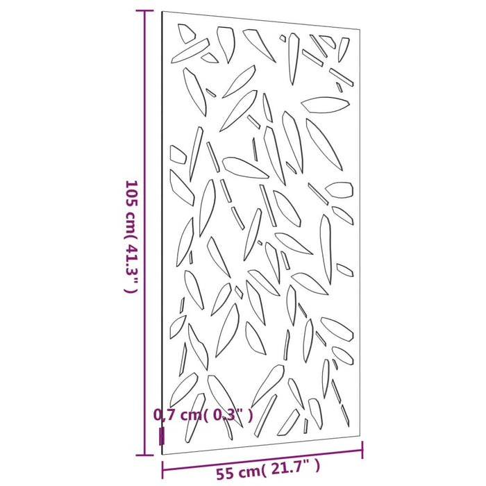 Decor de perete 105x55 cm design frunze bambus oțel Corten - WALTI WALTI