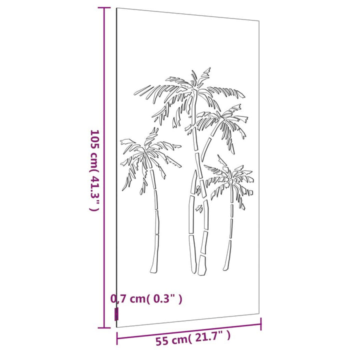 Decor de perete de grădină 105x55 cm design palmier oțel corten - WALTI WALTI