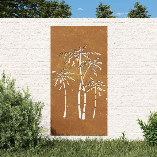 Decor de perete de grădină 105x55 cm design palmier oțel corten - WALTI WALTI