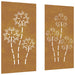 Decor perete grădină 2 buc. 105x55 cm design flori oțel Corten - WALTI WALTI