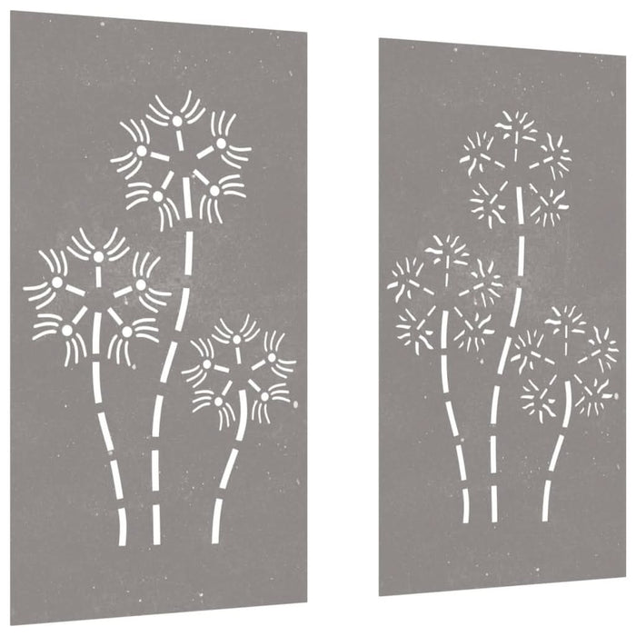 Decor perete grădină 2 buc. 105x55 cm design flori oțel Corten - WALTI WALTI
